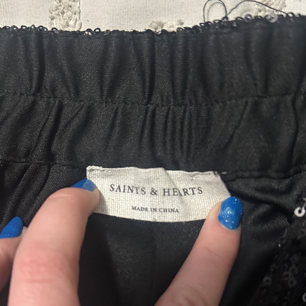 Saints & Hearts Black Wide Leg Pants